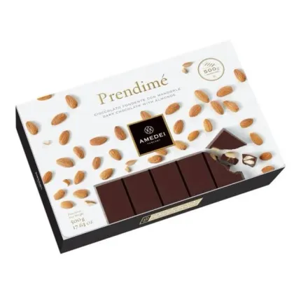 Picture Italian half-kilogram Prendime dark chocolate with almond pieces