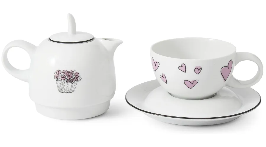 obrazek 2 Stylowy porcelanowy zestaw – filiżanka z czajniczkiem z kolekcji Nostalgia – Leander