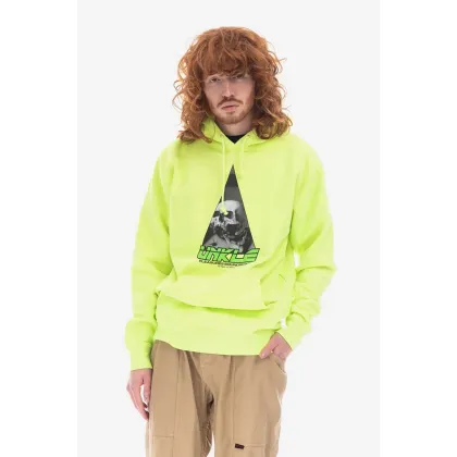 Zdjęcie PLEASURES bluza bawełniana Soundscape Hoodie męska kolor zielony z kapturem z nadrukiem P22U006-YELLOW P22U006-YELLOW