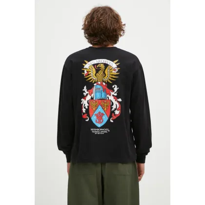 Zdjęcie NEIGHBORHOOD longsleeve bawełniany Tee Longsleeve-13 kolor czarny z nadrukiem 242PCNH.LT13