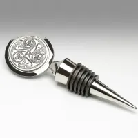 Picture Stylish pewter wine stopper with traditional Celtic decoration