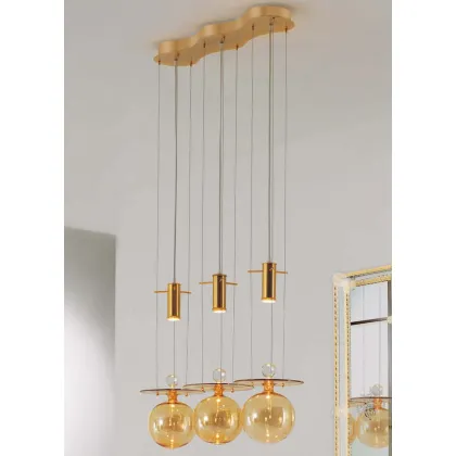 Zdjęcie Elegancka lampa wisząca Tara Murano Glass na trzy żarówki ze szkła Murano
