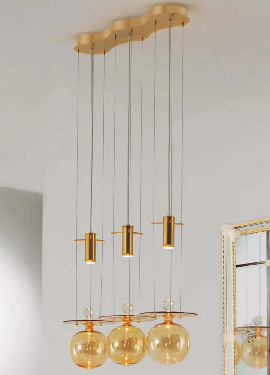 obrazek 1 Elegancka lampa wisząca Tara Murano Glass na trzy żarówki ze szkła Murano
