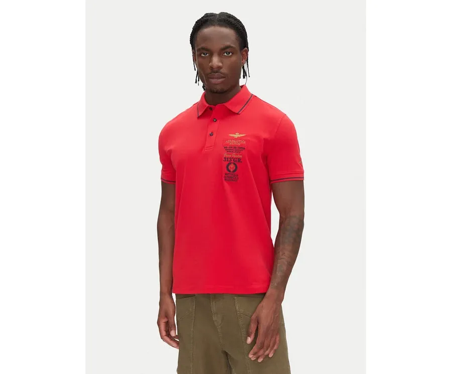 obrazek 1 Aeronautica Militare Polo 251PO1853P191 Czerwony Regular Fit