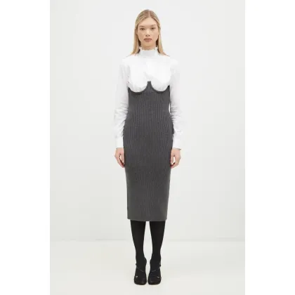 Zdjęcie Sportmax spódnica wełniana Ape1234 kolor szary midi ołówkowa 2422306023600