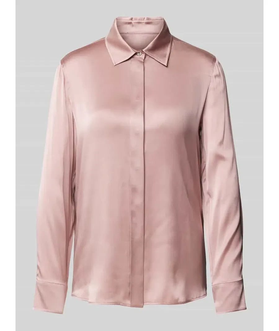 obrazek 1 Bluzka jedwabna o kroju regular fit z kołnierzykiem koszulowym model ‘BADEN’