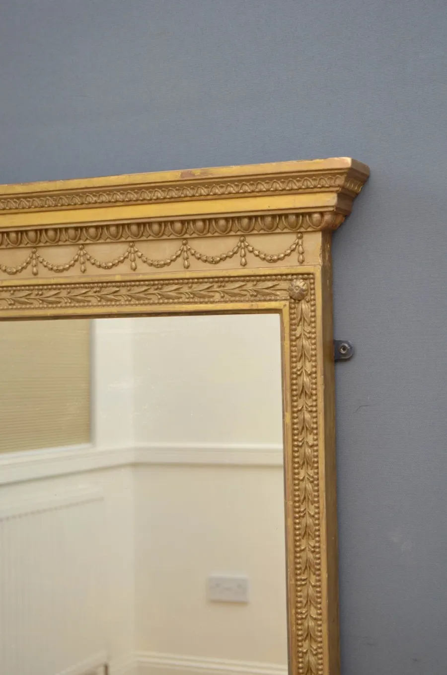 obrazek 7 Wiktoriańskie lusterko ścienne pozłacane, z oryginalną płytą lustrzaną - antyk