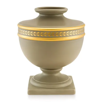 Picture Ceramic gray vase with gold details - Ahura