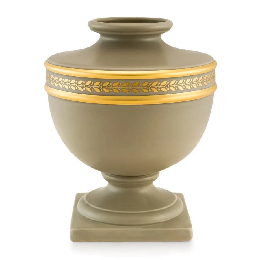 obrazek 1 Ceramiczny szary wazon ze złotymi detalami - Ahura