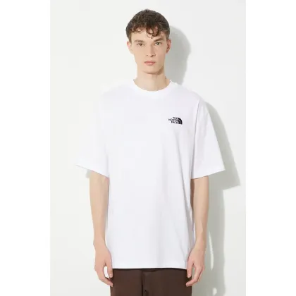 Zdjęcie The North Face t-shirt bawełniany M S/S Essential Oversize Tee męski kolor biały z aplikacją NF0A87NRFN41