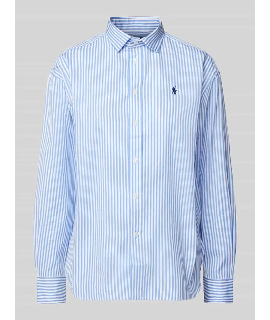 obrazek 1 Bluzka koszulowa o kroju relaxed fit z wyhaftowanym logo