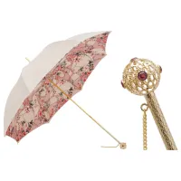 Picture Stylish women's umbrella in ivory and pink – Pasotti