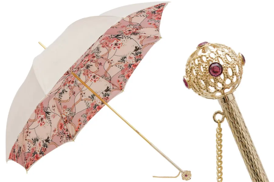 obrazek 1 Stylowy parasol damski w kolorze kości słoniowej i różowym – Pasotti