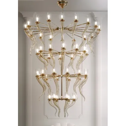 Zdjęcie Żyrandol z rogami Murano Elements w kolorze miodowym - Il Paralume Marina