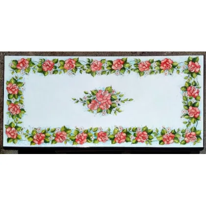 Zdjęcie Stylowy blat z lawy wulkanicznej do ogrodu i na taras zdobiony pięknym kwiatowym motywem - Ceramiche Valchida