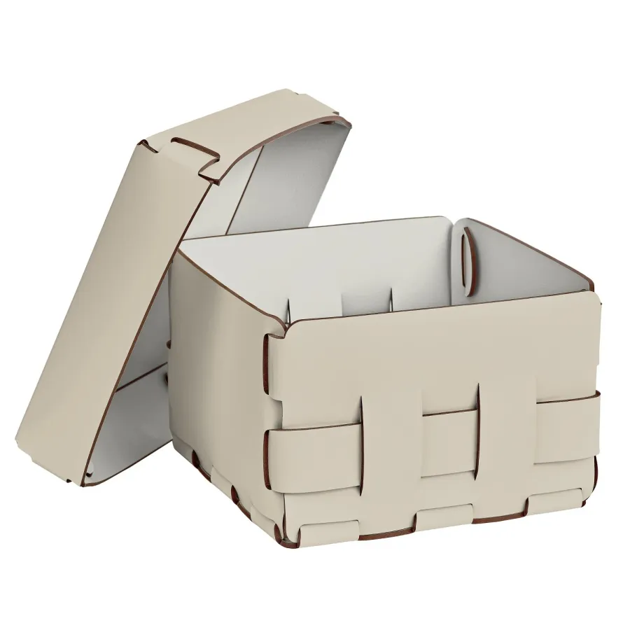 obrazek 2 Skórzany pleciony kosz Bottega 19x19xH13 cm w kolorze waniliowym