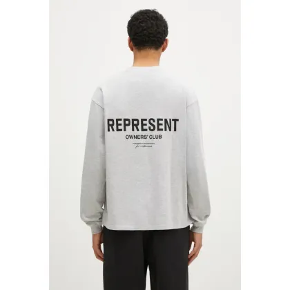 Zdjęcie Represent longsleeve bawełniany Represent Owners Club kolor szary z nadrukiem OCM41119.158