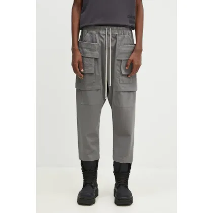 Zdjęcie Rick Owens spodnie bawełniane Creatch Cargo Cropped Drawstring kolor szary proste DU02D2371.TW