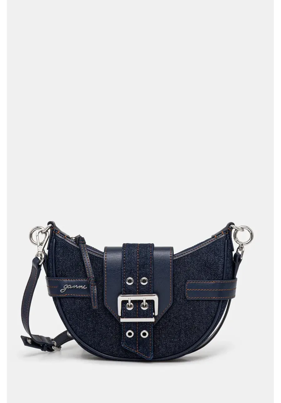 obrazek 1 GANNI torebka bawełniana Bucky Bag Small Crossbody Denim kolor granatowy A6137