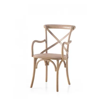 Zdjęcie Wyjątkowe, fotel w naturalnym kolorze wiązu z naturalnym siedziskiem rattanowym - Zanini