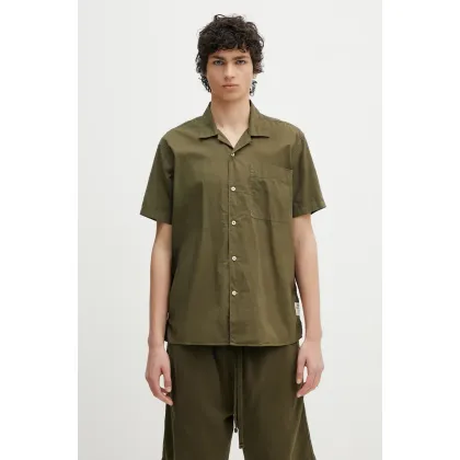 Zdjęcie Barbour koszula bawełniana Barbour Holywell Poplin S/S Relaxed Fit Shirt męska kolor zielony relaxed z kołnierzykiem klasycznym MSH5603