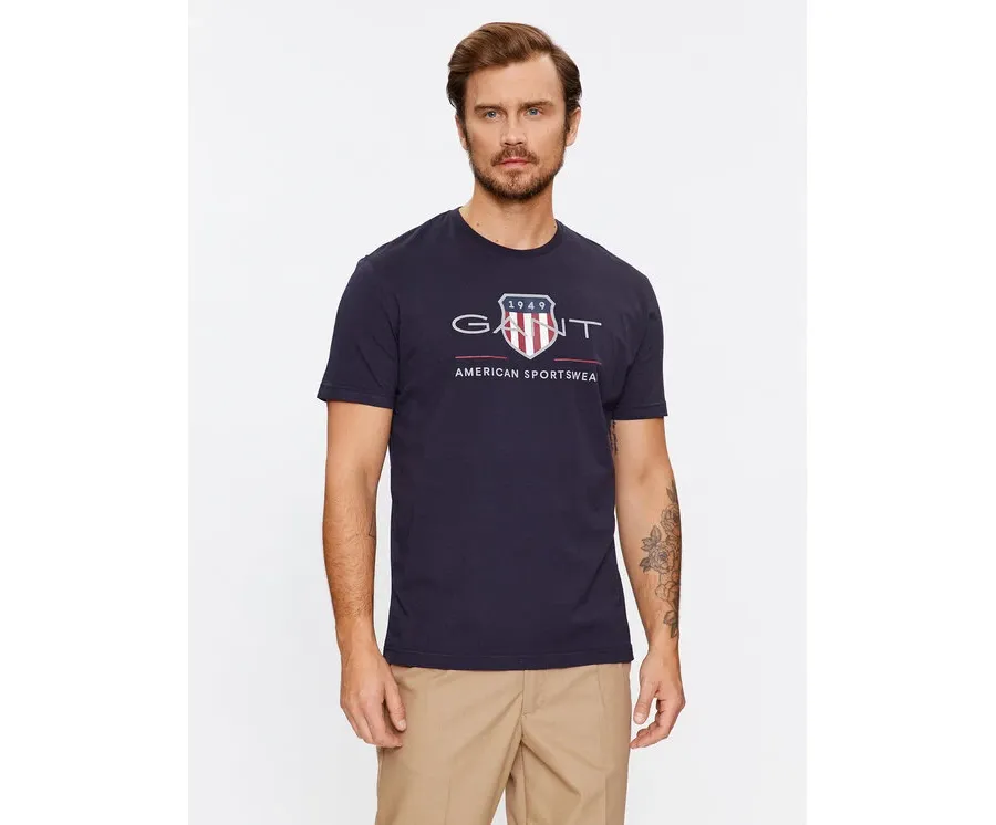 obrazek 1 Gant T-Shirt Reg Archive Shield Ss 2003199 Granatowy Regular Fit
