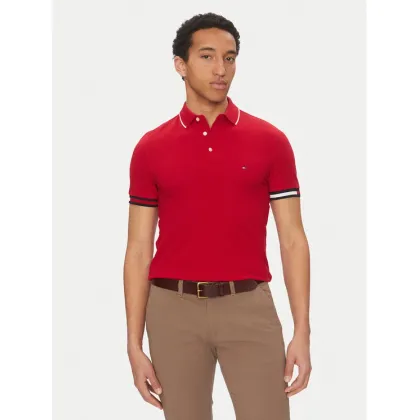 Zdjęcie Tommy Hilfiger Polo Flag Cuff MW0MW38458 Czerwony Slim Fit