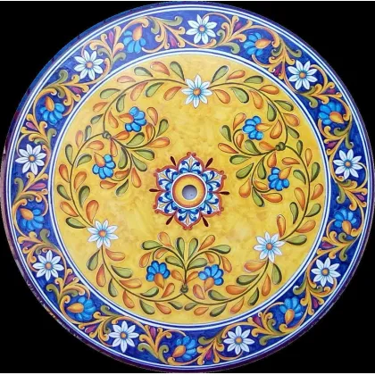 Zdjęcie Wulkaniczny blat stołowy do ogrodu z pięknym ozdobnym motywem kwiatowym – Ceramiche Valchida