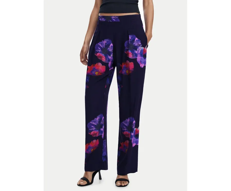 obrazek 1 Desigual Spodnie materiałowe 25SWPWX5 Czarny Relaxed Fit