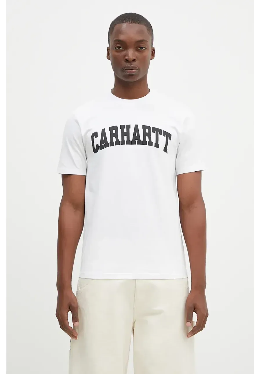 obrazek 1 Carhartt WIP t-shirt bawełniany S/S University męski kolor biały z nadrukiem I034851.00AXX
