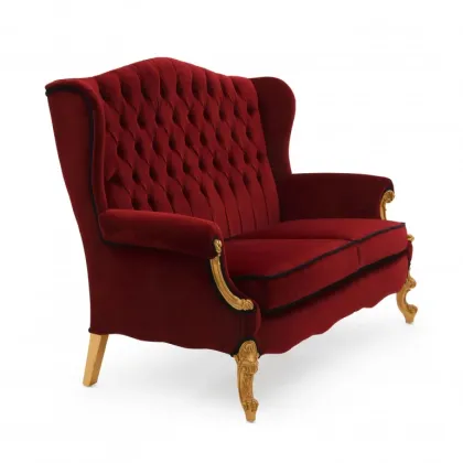 Zdjęcie Czerwona pikowana sofa w stylu klasycznym - Sevensedie