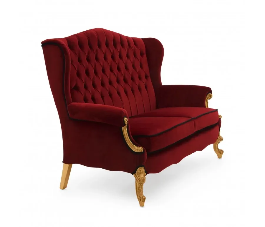 obrazek 1 Czerwona pikowana sofa w stylu klasycznym - Sevensedie