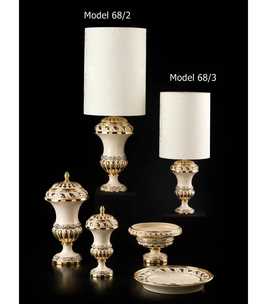 obrazek 1 Fascynująca ceramiczna lampa z białym abażurem