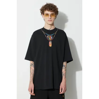 Zdjęcie Marcelo Burlon t-shirt bawełniany Feathers Necklace kolor czarny z nadrukiem