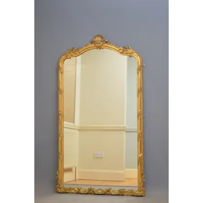 Zdjęcie Wspaniałe francuskie lustro ścienne lub podłogowe z oryginalnym szkłem - antyk