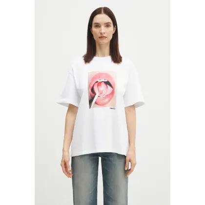 Zdjęcie Fiorucci t-shirt bawełniany Lollipop Mouth Print Boxy T-Shirt damski kolor biały U02SPTSH103CJ01WH09