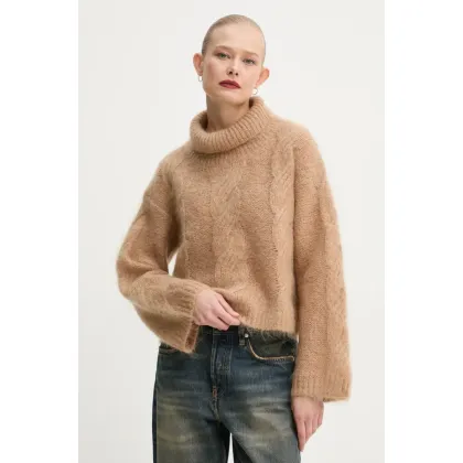 Zdjęcie Stand Studio sweter wełniany Britt Polo damski kolor brązowy z golfem 66358-8712