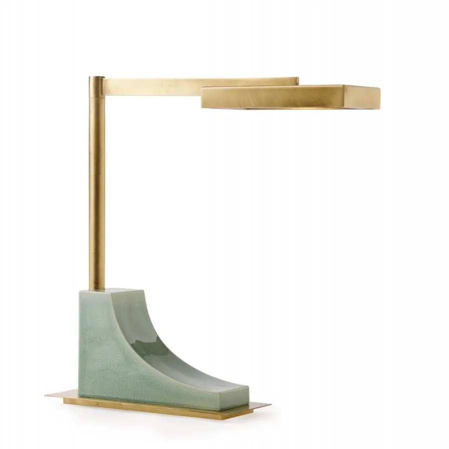 obrazek 1 Regulowana lampa stołowa ze szkliwioną podstawą ceramiczną H.49xL.48xP.14 cm
