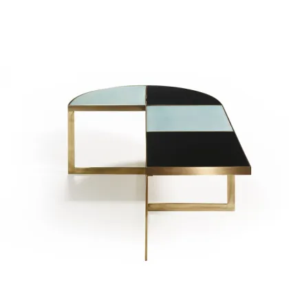 Zdjęcie Stolik kawowy z mosiężną konstrukcją  H.45xL.135xP.90 cm