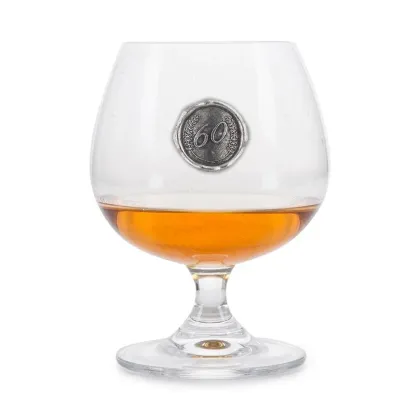 Zdjęcie Kieliszek do brandy z emblematem z liczbą 60 urodzin – prezent urodzinowy