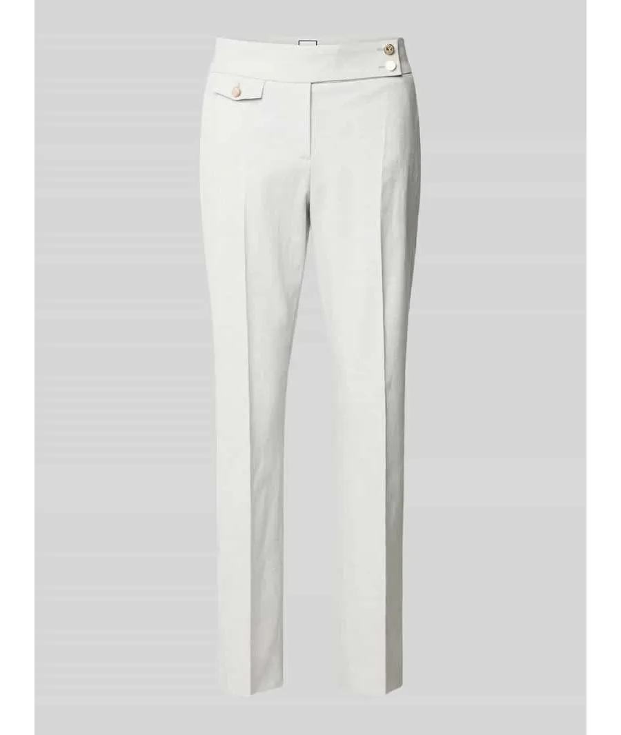 obrazek 1 Spodnie lniane o kroju slim fit w kant model ‘INEZ’