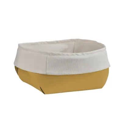 Picture Stylish Flora bread basket with a mustard-colored cotton bag