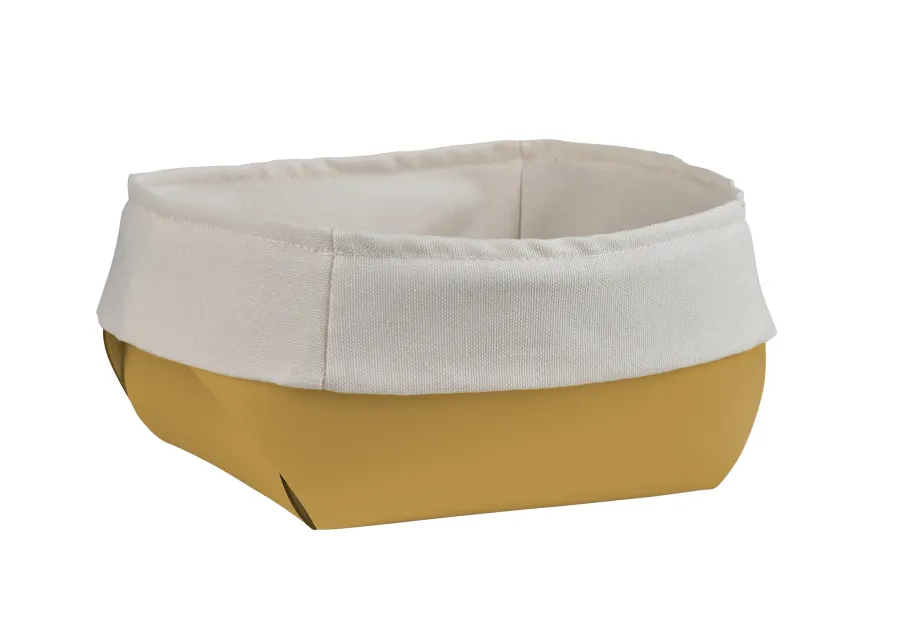 obrazek 1 Stylowy koszyk na chleb Flora z bawełnianym workiem w kolorze musztardowym