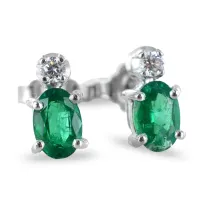 Picture Unique Italian earrings with emeralds and diamonds