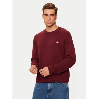 Zdjęcie Tommy Jeans Sweter Badge DM0DM20706 Bordowy Regular Fit