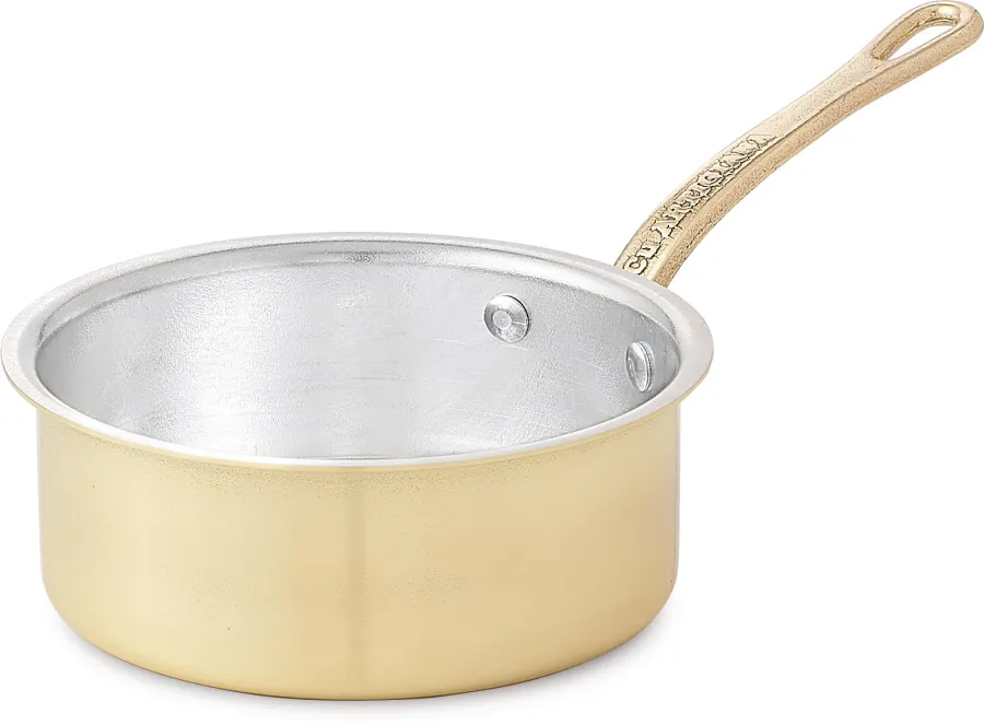 obrazek 1 Niski rondel mosiężny 10 cm 1 uchwyt - Pepite d'Oro - Cu Artigiana