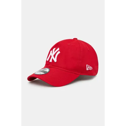 Zdjęcie New Era czapka z daszkiem bawełniana kolor czerwony gładka 60471474
