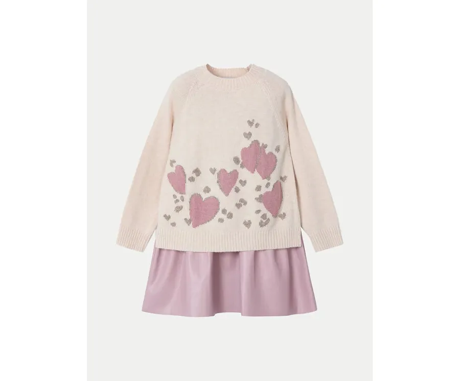 obrazek 1 Mayoral Komplet sweter i sukienka 4925 Beżowy Regular Fit