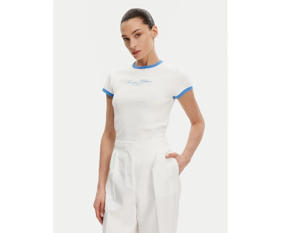 obrazek 1 Tommy Hilfiger T-Shirt WW0WW44581 Écru Slim Fit