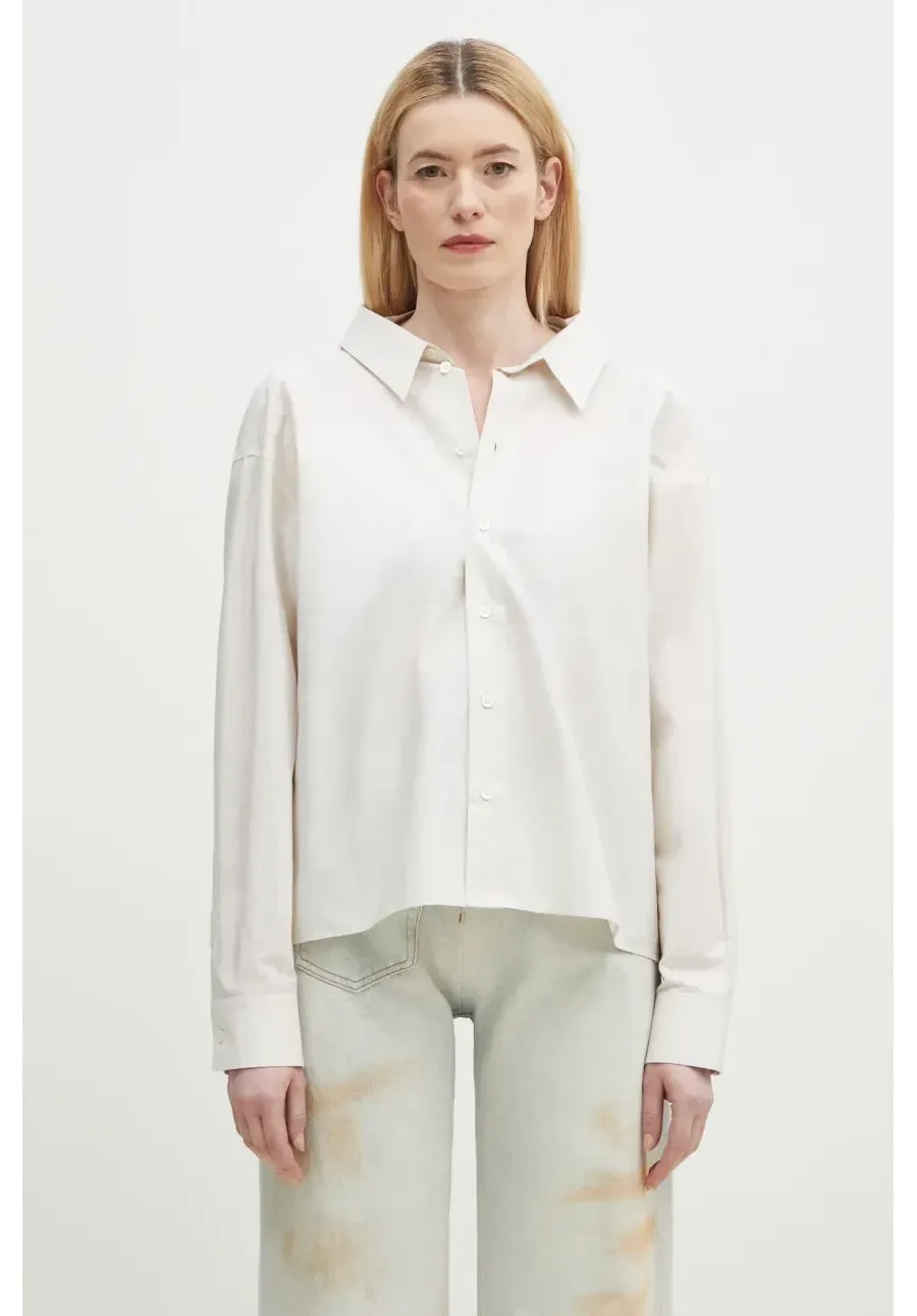 obrazek 1 MM6 Maison Margiela koszula bawełniana damska kolor beżowy relaxed z kołnierzykiem klasycznym S52DT0043